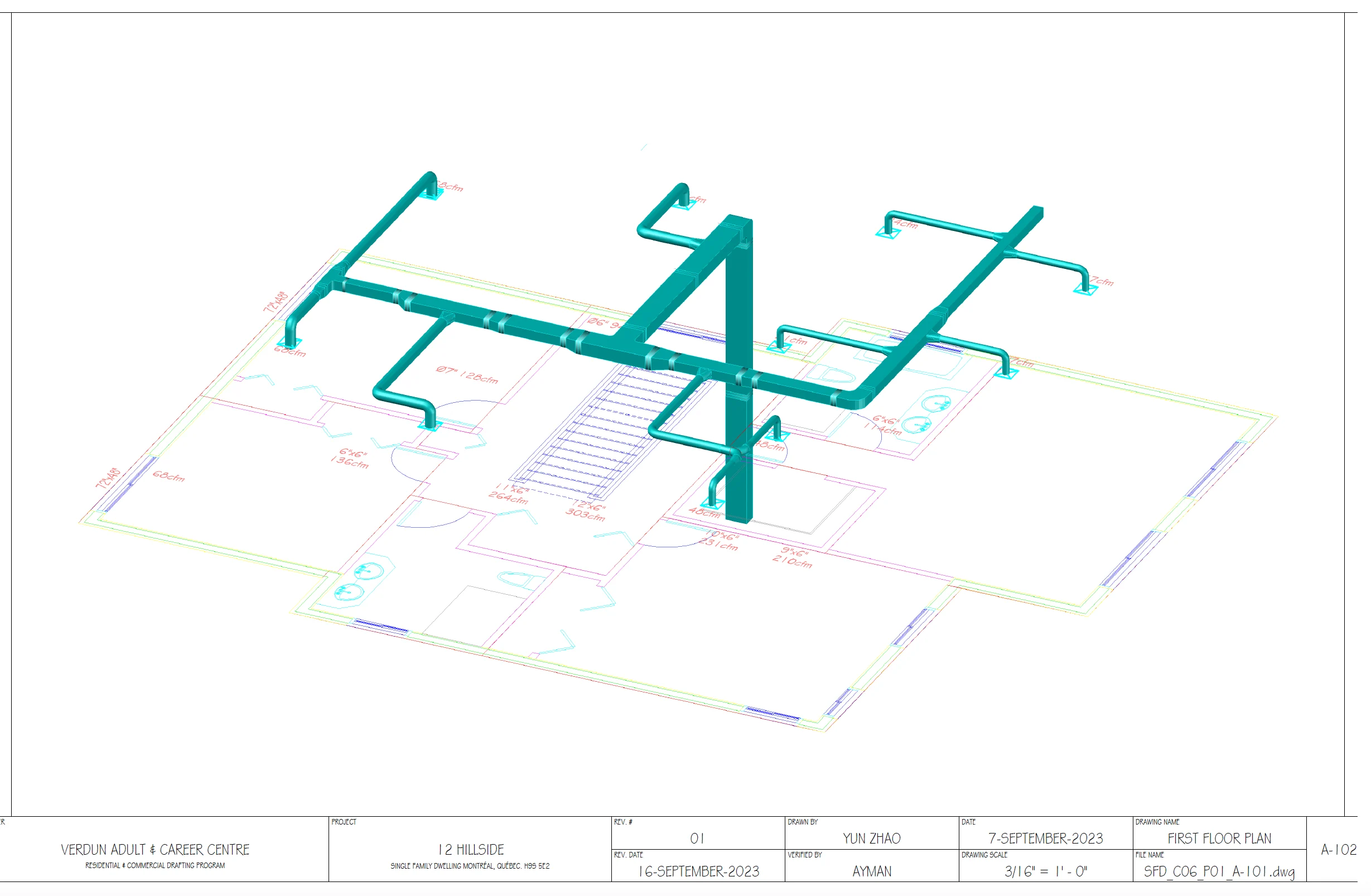 HVAC drafting project sheet